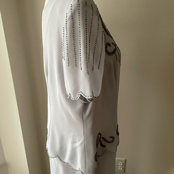 R & M Richards Embellished Beaded Midi Gown Size 14p Mother Of The Bride Dress - Picture 4 of 12